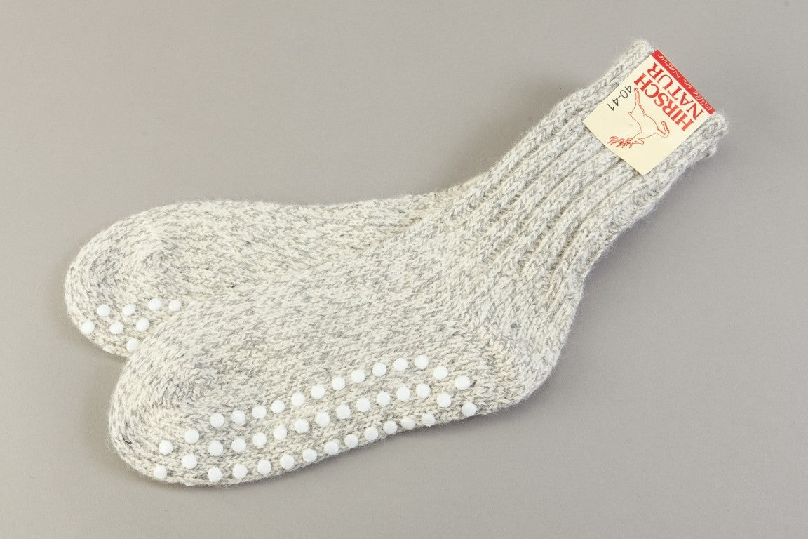 Dicke Wollsocken graumeliert mit Stoppern